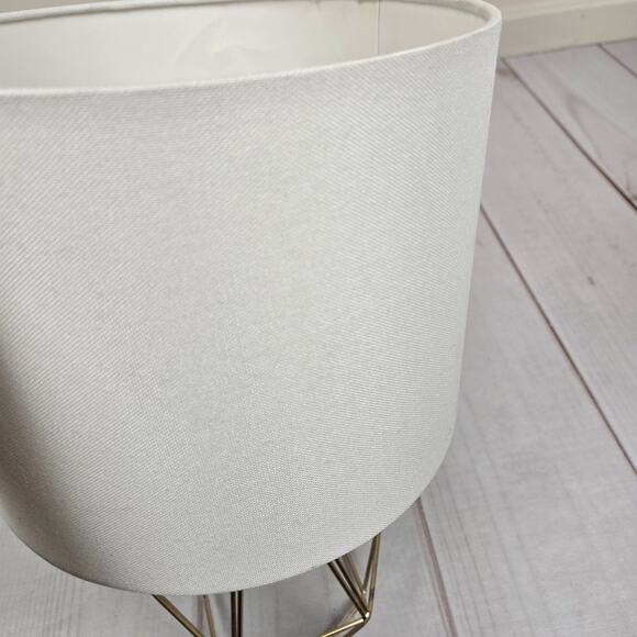 H-Welldone Gold Geometric Triangle Hexagon Caged Table Lamp White Canvas Shade - Picture 4 of 8